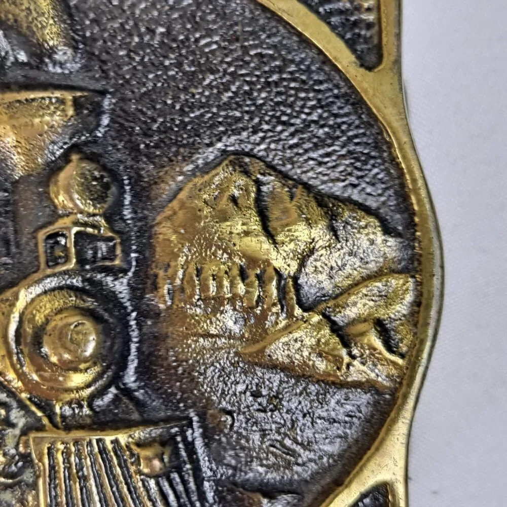 1977 Heritage Mint Registered Collection Steam Train Belt Buckle Solid Brass
